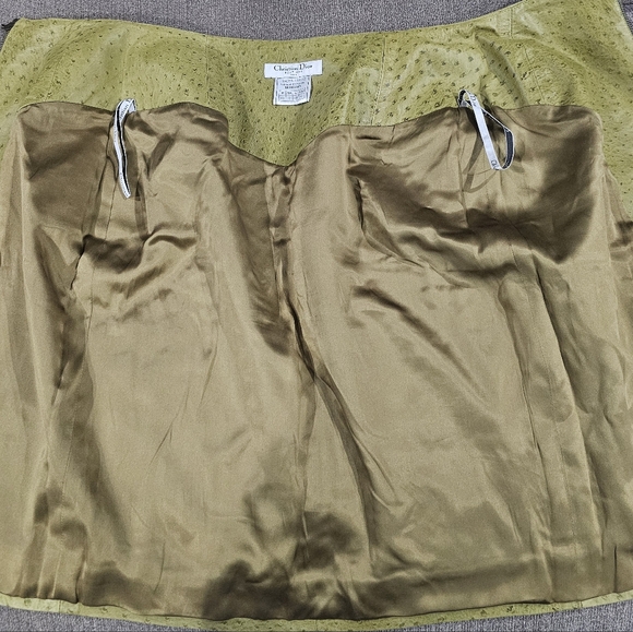 Christian Dior Ostrich Leather skirt in Olive Green USA size 8 - Picture 6 of 12